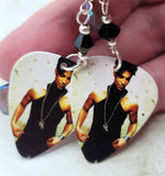 Prince Guitar Pick Earrings with Black Swarovski Crystals