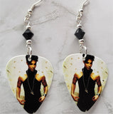 Prince Guitar Pick Earrings with Black Swarovski Crystals