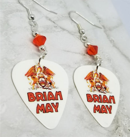 Queen's Brian May Guitar Pick Earrings with Hyacinth Swarovski Crystals