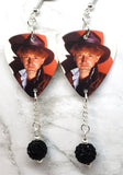Queen John Deacon Guitar Pick Earrings with Black Pave Bead Dangles