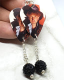 Queen John Deacon Guitar Pick Earrings with Black Pave Bead Dangles