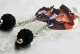 Queen John Deacon Guitar Pick Earrings with Black Pave Bead Dangles