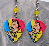 Queen's Freddie Mercury Guitar Pick Earrings with Yellow Opal Swarovski Crystals