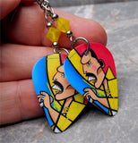 Queen's Freddie Mercury Guitar Pick Earrings with Yellow Opal Swarovski Crystals