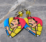 Queen's Freddie Mercury Guitar Pick Earrings with Yellow Opal Swarovski Crystals