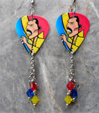 Queen Freddie Mercury Guitar Pick Earrings with Swarovski Crystals Dangles