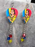 Queen Freddie Mercury Guitar Pick Earrings with Swarovski Crystals Dangles