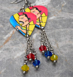 Queen Freddie Mercury Guitar Pick Earrings with Swarovski Crystals Dangles