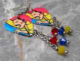 Queen Freddie Mercury Guitar Pick Earrings with Swarovski Crystals Dangles