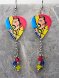 Queen Freddie Mercury Guitar Pick Earrings with Swarovski Crystals Dangles