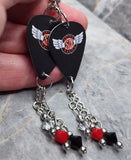 REO Speedwagon Guitar Pick Earrings with Swarovski Crystal Dangles