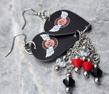 REO Speedwagon Guitar Pick Earrings with Swarovski Crystal Dangles