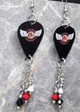 REO Speedwagon Guitar Pick Earrings with Swarovski Crystal Dangles