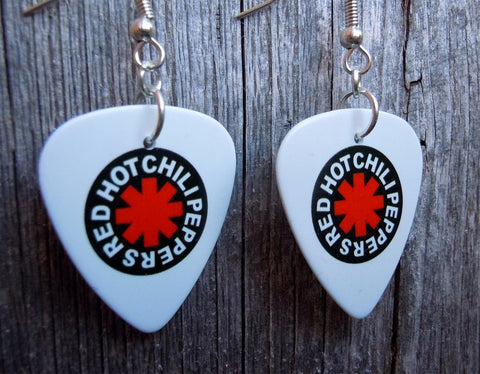 Red Hot Chili Peppers White Guitar Pick Earrings