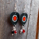 Red Hot Chili Peppers Black Guitar Pick Earrings with Swarovski Crystal Dangles