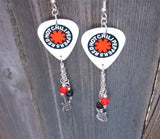 Red Hot Chili Peppers Guitar Pick Earrings with Pave and Guitar Charm Dangles