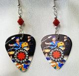 Red Hot Chili Peppers Chad Smith Guitar Pick Earrings with Red Swarovski Crystals