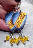 Red Hot Chili Peppers Stadium Arcadium Guitar Pick Earrings with Yellow Swarovski Dangles