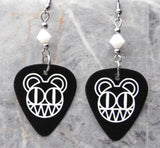 Radiohead Logo Black Guitar Pick Earrings with White Swarovski Crystals
