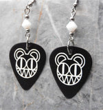 Radiohead Logo Black Guitar Pick Earrings with White Swarovski Crystals