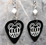 Radiohead Logo Black Guitar Pick Earrings with White Swarovski Crystals