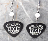 Radiohead Logo Black Guitar Pick Earrings with White Swarovski Crystals