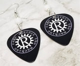 Rage Against the Machine Guitar Pick Earrings with White Swarovski Crystals