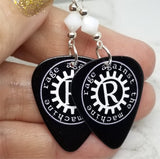 Rage Against the Machine Guitar Pick Earrings with White Swarovski Crystals