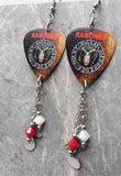 The Ramones Logo Guitar Pick Earrings with Stainless Steel Music Note Charms and Swarovski Crystal Dangles
