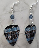The Ramones Guitar Pick Earrings with Denim Blue Swarovski Crystals