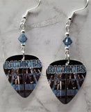 The Ramones Guitar Pick Earrings with Denim Blue Swarovski Crystals