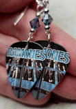 The Ramones Guitar Pick Earrings with Denim Blue Swarovski Crystals
