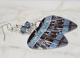 The Ramones Guitar Pick Earrings with Denim Blue Swarovski Crystals
