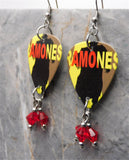 The Ramones Pleasant Dreams Guitar Pick Earrings with Red Swarovski Crystal Dangles