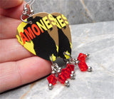 The Ramones Pleasant Dreams Guitar Pick Earrings with Red Swarovski Crystal Dangles