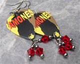 The Ramones Pleasant Dreams Guitar Pick Earrings with Red Swarovski Crystal Dangles