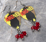 The Ramones Pleasant Dreams Guitar Pick Earrings with Red Swarovski Crystal Dangles