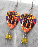 The Ramones Guitar Pick Earrings with Yellow Swarovski Crystal Dangles