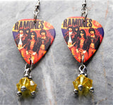 The Ramones Guitar Pick Earrings with Yellow Swarovski Crystal Dangles