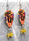 The Ramones Guitar Pick Earrings with Yellow Swarovski Crystal Dangles