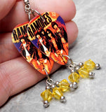 The Ramones Guitar Pick Earrings with Yellow Swarovski Crystal Dangles