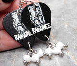 The Ramones Guitar Pick Earrings with White Swarovski Crystal Dangles