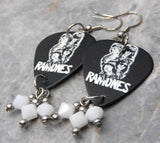 The Ramones Guitar Pick Earrings with White Swarovski Crystal Dangles