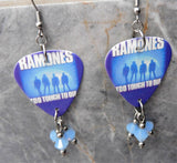 The Ramones Too Tough To Die Guitar Pick Earrings with Air Blue Opal Swarovski Crystal Dangles