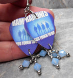 The Ramones Too Tough To Die Guitar Pick Earrings with Air Blue Opal Swarovski Crystal Dangles