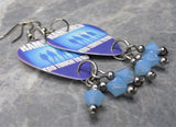 The Ramones Too Tough To Die Guitar Pick Earrings with Air Blue Opal Swarovski Crystal Dangles
