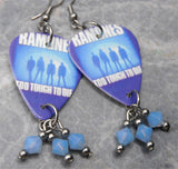 The Ramones Too Tough To Die Guitar Pick Earrings with Air Blue Opal Swarovski Crystal Dangles