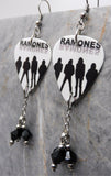 The Ramones Guitar Pick Earrings with Black Swarovski Crystal Dangles