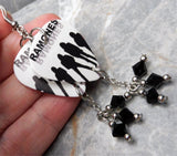 The Ramones Guitar Pick Earrings with Black Swarovski Crystal Dangles