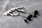 The Ramones Guitar Pick Earrings with Black Swarovski Crystal Dangles